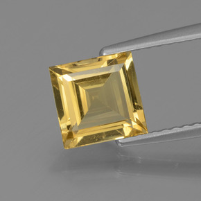 Berillo dorato naturale giallo da 1,33 ct, quadrato, VVS-VS