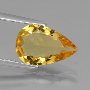 Berillo dorato naturale giallo da 1,94 ct, taglio a pera, VVS-VS