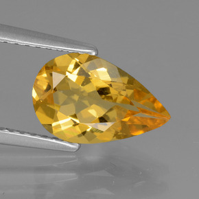 Berillo dorato naturale giallo da 1,65 ct, taglio a pera, VVS