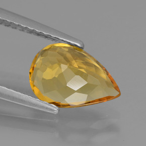 Berillo dorato naturale giallo da 1,61 ct, taglio a pera, VVS