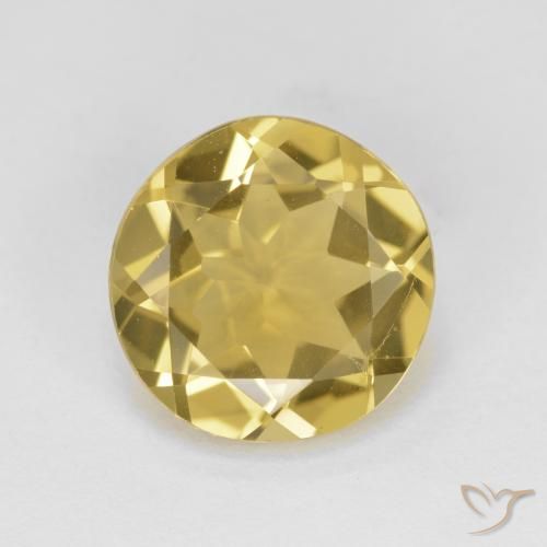 Berillo dorato naturale giallo da 3,10 ct, taglio rotondo, VVS-VS