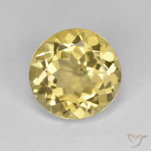 Berillo dorato naturale giallo da 3,54 ct, taglio rotondo, VS