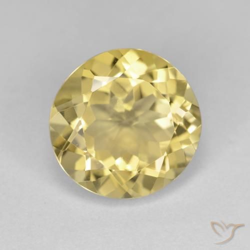 Berillo dorato naturale giallo da 3,54 ct, taglio rotondo, VS