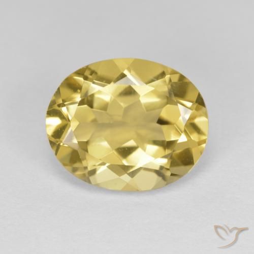 Berillo dorato naturale giallo da 3,47 ct, taglio ovale, VVS-VS