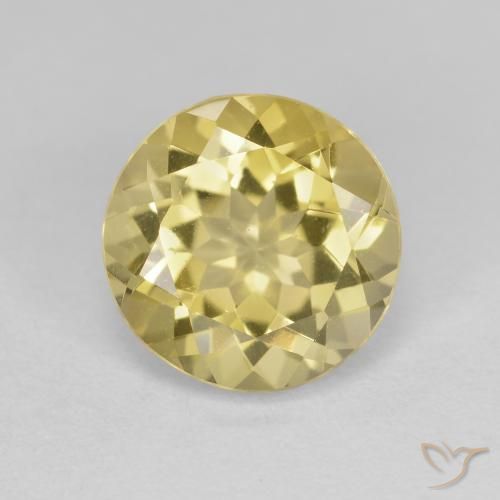 Berillo dorato naturale giallo da 2,42 ct, taglio rotondo, VVS-VS