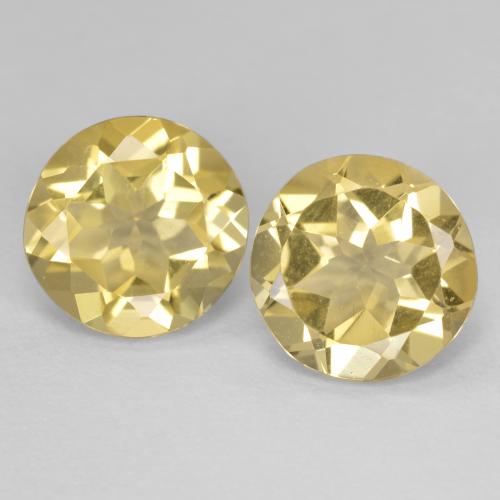 Berillo dorato naturale giallo da 3,35 ct, taglio rotondo, VVS