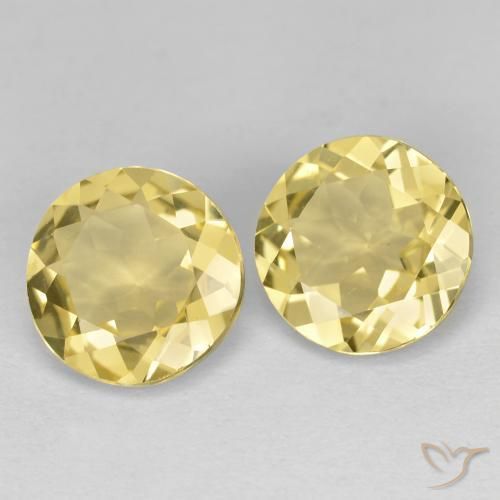 Gemme di Berillo dorato Giallo chiaro naturale da 3.15 ct, Rotondo, VVS-VS
