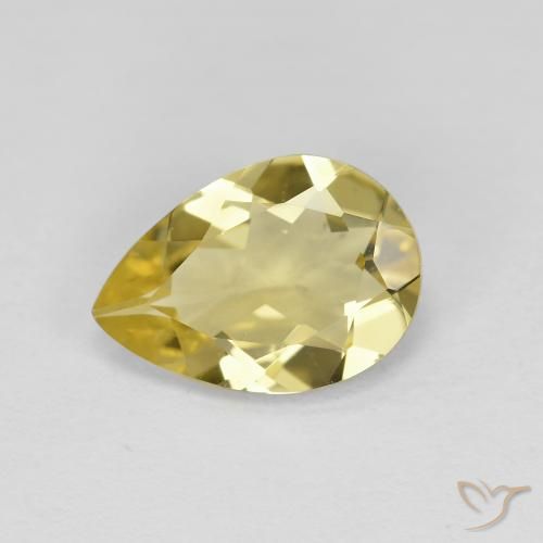 Berillo dorato Giallo chiaro naturale da 1.46 ct, Forma a pera, VVS-VS