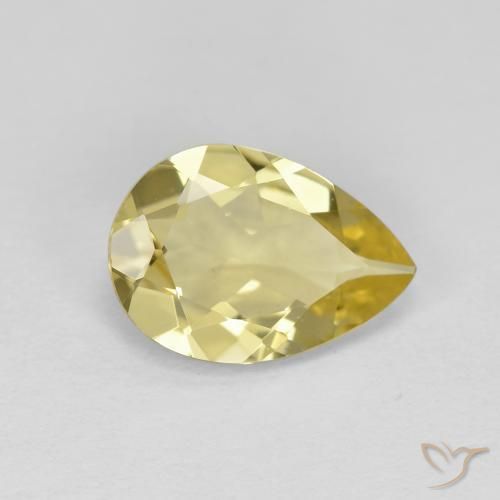 Berillo dorato Giallo chiaro naturale da 1.46 ct, Forma a pera, VVS-VS