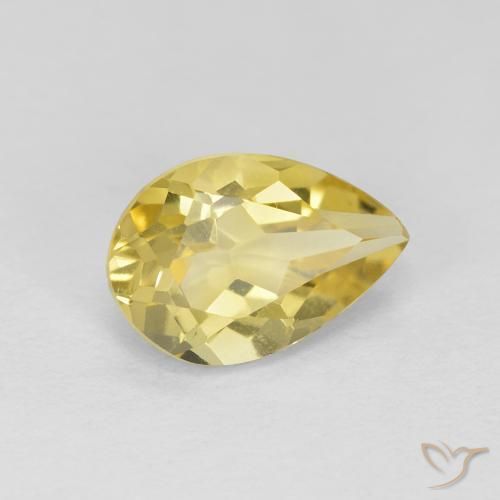 Berillo dorato Giallo chiaro naturale da 1.34 ct, Forma a pera, VVS-VS