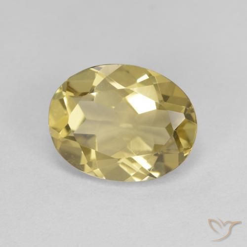 Berillo dorato Giallo di Digione naturale da 1.78 ct, Ovale, VVS-VS