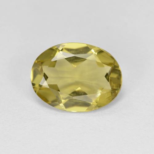 Berillo dorato naturale giallo da 1,55 ct, taglio ovale, VVS