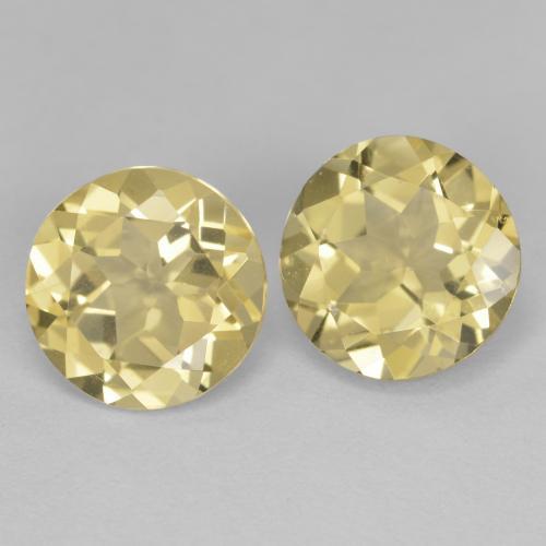 Gemme di berillo dorato giallo medio naturale da 3,24 ct, taglio rotondo, VS