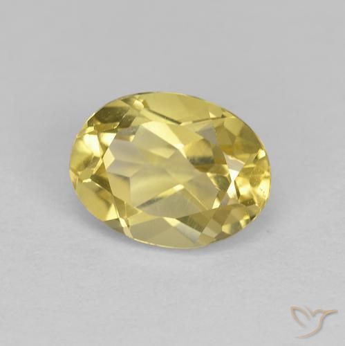 Berillo dorato Giallo senape naturale da 1.37 ct, Ovale, VVS-VS