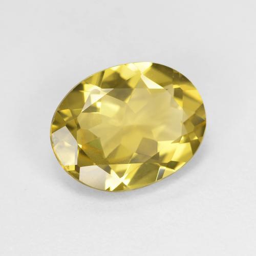 Berillo dorato naturale giallo da 1,93 ct, taglio ovale, VVS
