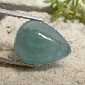 Grandidierite Blu verdastro naturale da 12.25 ct, Forma a pera, Traslucido