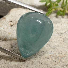 Grandidierite Blu verdastro naturale da 12.25 ct, Forma a pera, Traslucido