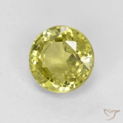 Granato grossularite Giallo verdastro naturale da 0.54 ct, Rotondo, VS-SI