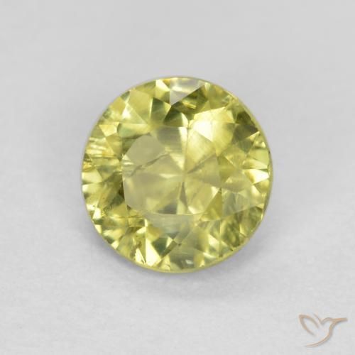 Granato grossularite Giallo chiaro verdastro naturale da 0.48 ct, Rotondo, VS-SI