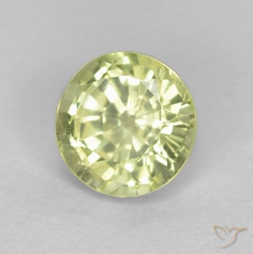 Granato grossularite Giallo chiaro verdastro naturale da 0.55 ct, Rotondo, VS