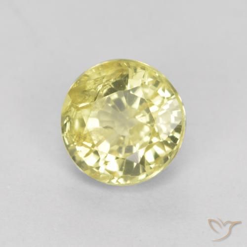 Granato grossularite Giallo chiaro naturale da 0.46 ct, Rotondo, VS-SI