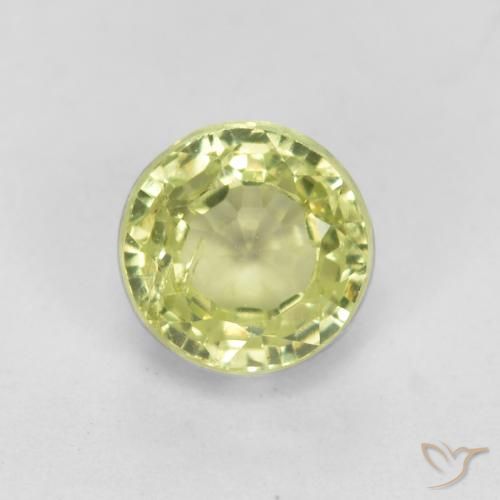 Granato grossularite Giallo verdastro naturale da 0.54 ct, Rotondo, VS-SI