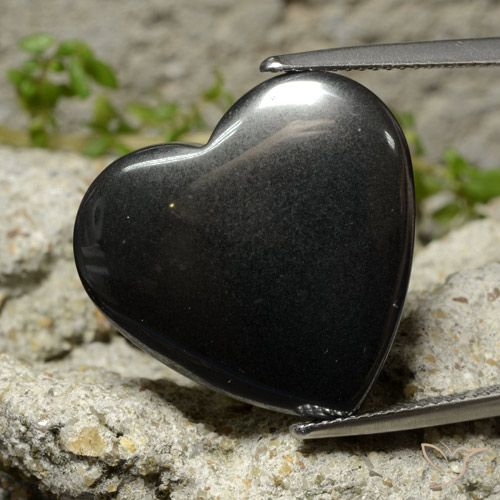 23.41ct Naturale Grigio nero Ematite, Cuore, Opaco