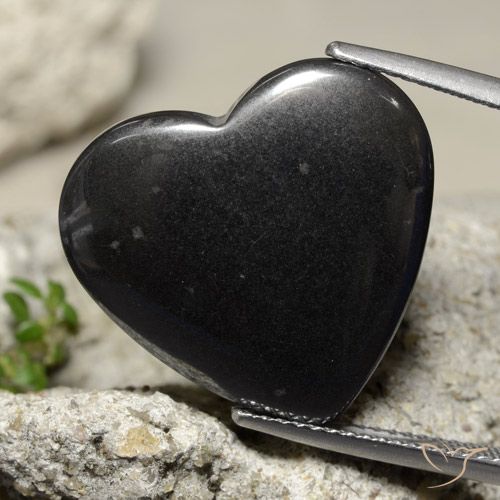 23.99ct Naturale Grigio scuro Ematite, Cuore, Opaco