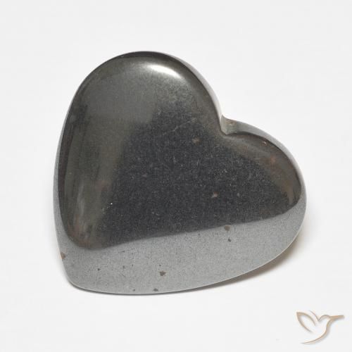 23.70ct Naturale Grigio argento Ematite, Cuore, Opaco