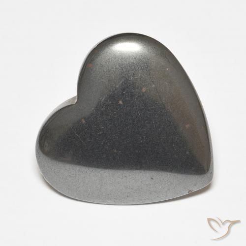 Ematite Grigio argento naturale da 23.70 ct, Cuore, Opaco