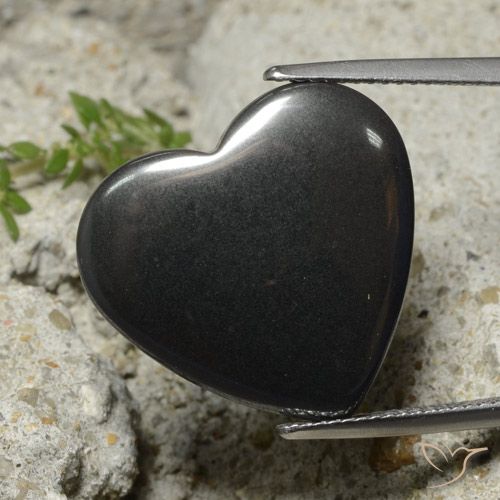 23.25ct Naturale Grigio scuro Ematite, Cuore, Opaco