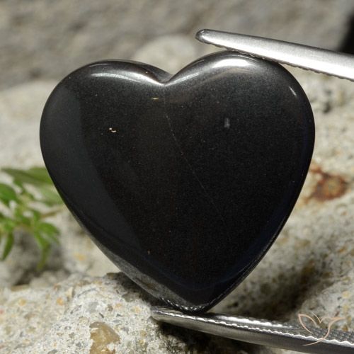 23.29ct Naturale Grigio nero Ematite, Cuore, Opaco