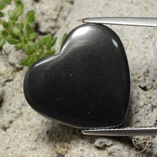 23.58ct Naturale Grigio nero Ematite, Cuore, Opaco