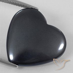 22.83ct Naturale Grigio nero Ematite, Cuore, Opaco