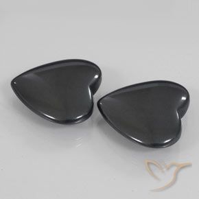 Gemme di Ematite Grigio scuro naturale da 46.56 ct, Cuore, Opaco