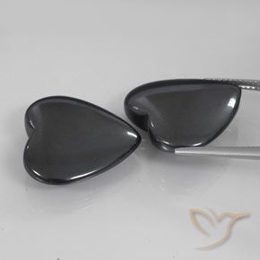 Gemme di Ematite Grigio scuro naturale da 46.56 ct, Cuore, Opaco