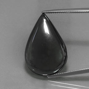 Ematite naturale grigio da 36,01 ct, taglio a pera, opaco