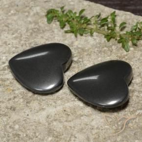 Gemme di Ematite Grigio scuro naturale da 46.25 ct, Cuore, Opaco