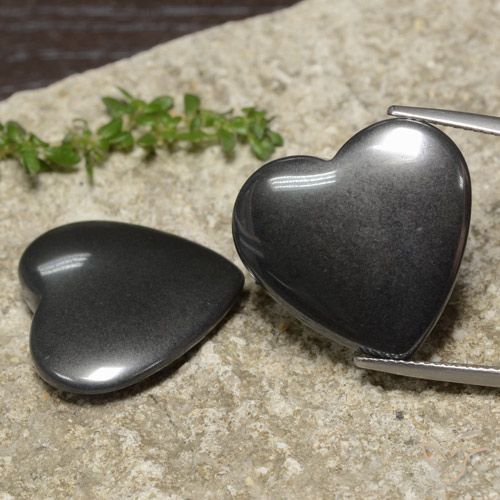 46.55ctw Naturale Grigio scuro Ematite, Cuore, Opaco