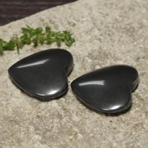 Gemme di Ematite Grigio scuro naturale da 46.55 ct, Cuore, Opaco