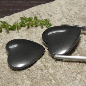 Gemme di Ematite Grigio scuro naturale da 46.55 ct, Cuore, Opaco