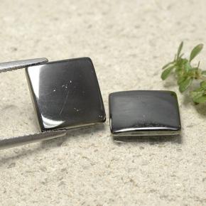 Ematite naturale nero e grigio da 9,57 ct, quadrato, opaco