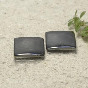 Ematite naturale nero e grigio da 9,57 ct, quadrato, opaco