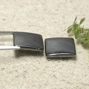 Ematite naturale nero e grigio da 9,57 ct, quadrato, opaco