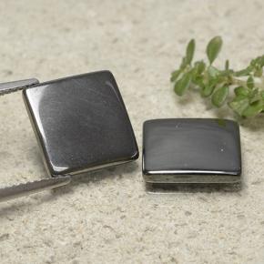 Ematite naturale grigio da 9,64 ct, quadrato, opaco