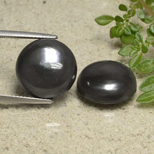 Gemme di Ematite Grigio nero naturale da 32.54 ct, Taglio rotondo, Opaco