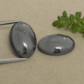Gemme di Ematite Grigio nero naturale da 16.77 ct, Taglio ovale, Opaco