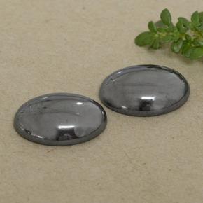 Gemme di Ematite Grigio nero naturale da 16.77 ct, Taglio ovale, Opaco