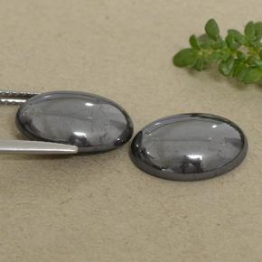 Gemme di Ematite Grigio nero naturale da 16.77 ct, Taglio ovale, Opaco