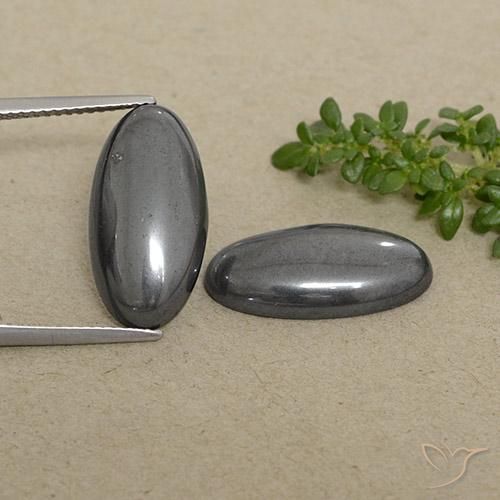 Gemme di Ematite Grigio scuro naturale da 19.31 ct, Ovale, Opaco